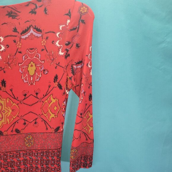 Etro Milano Red & Multicolor Printed Midi Dress Size 44 (Medium) - Picture 9 of 10